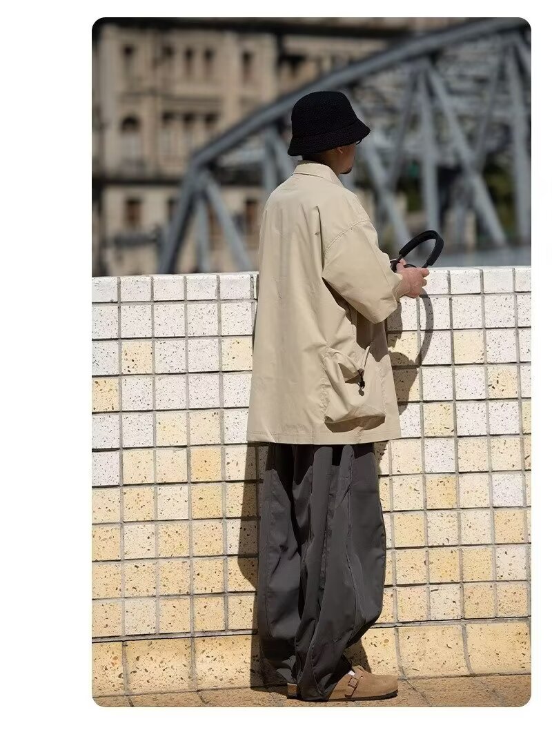 夏季日系翻领大口袋短袖衬衫男士设计感休闲小众上衣美式衬衣潮牌