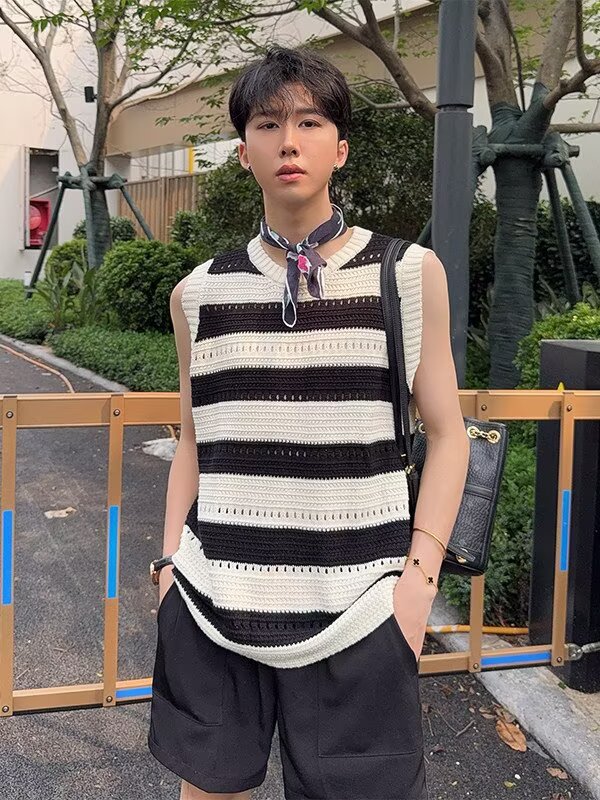 2026美式复古街拍风港风个性印花T恤潮男背心男女上衣夏季