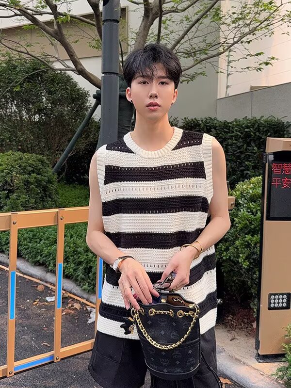 2026美式复古街拍风港风个性印花T恤潮男背心男女上衣夏季