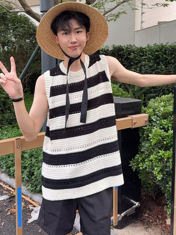 2026美式复古街拍风港风个性印花T恤潮男背心男女上衣夏季