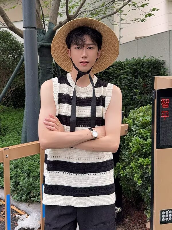 2026美式复古街拍风港风个性印花T恤潮男背心男女上衣夏季