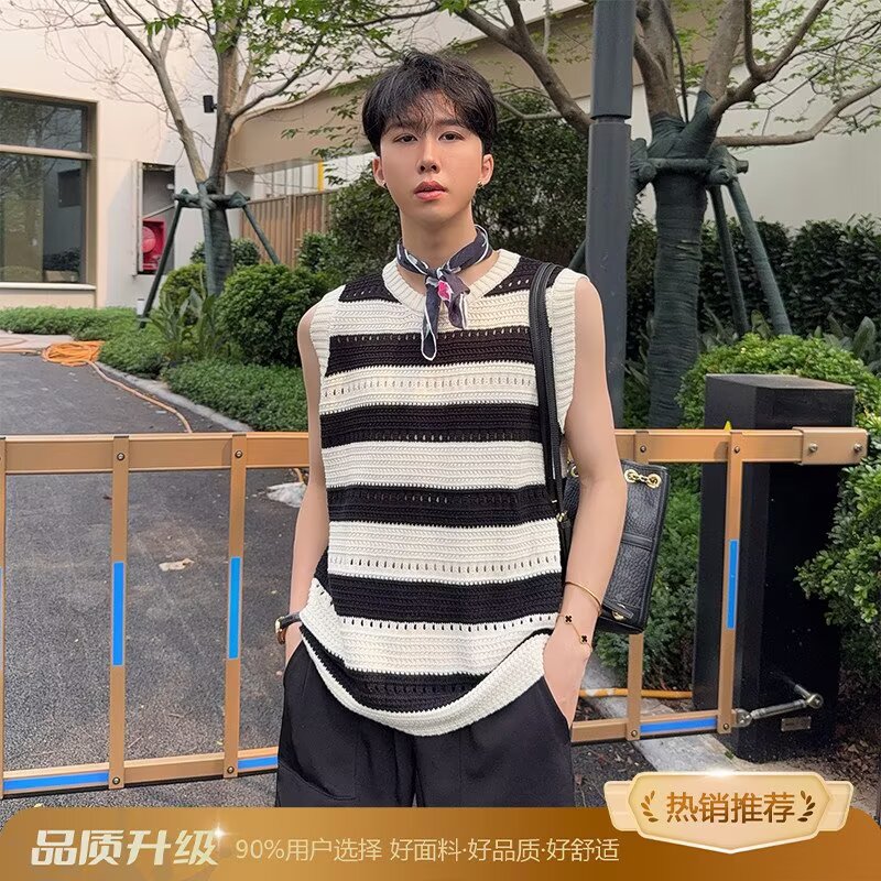 2026美式复古街拍风港风个性印花T恤潮男背心男女上衣夏季