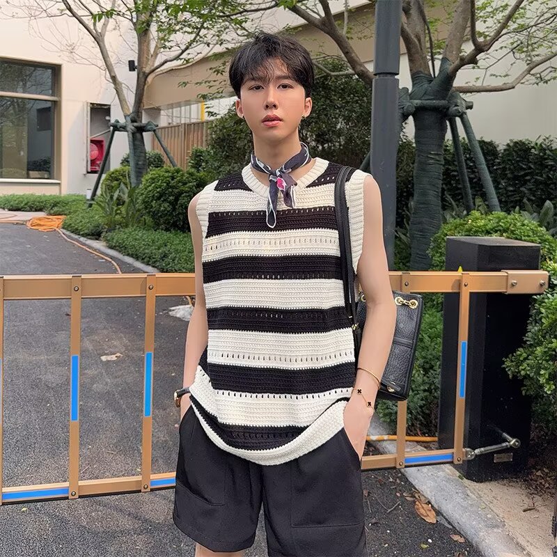 2026美式复古街拍风港风个性印花T恤潮男背心男女上衣夏季