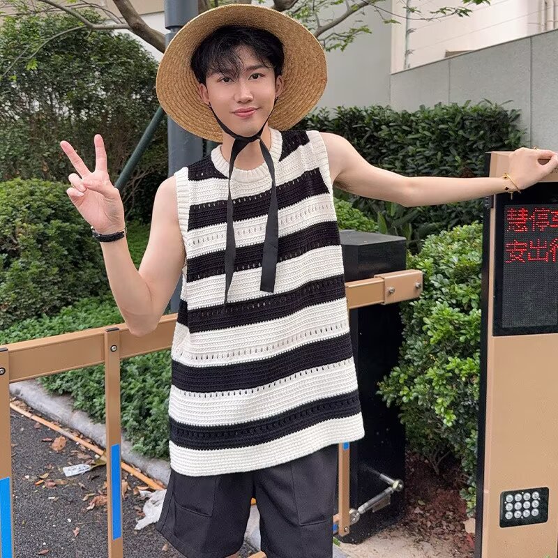 2026美式复古街拍风港风个性印花T恤潮男背心男女上衣夏季