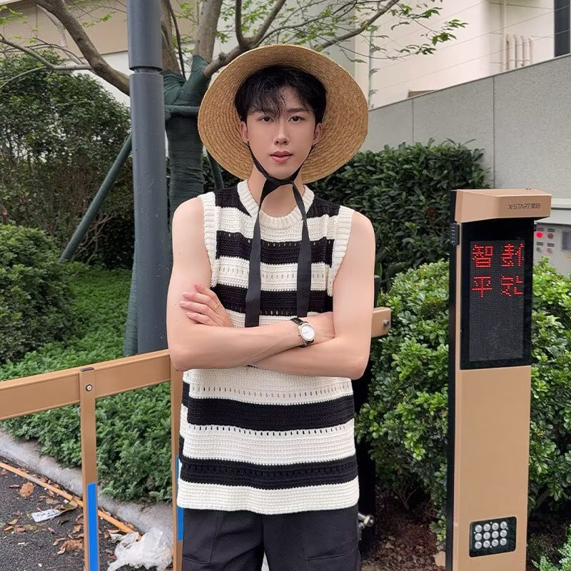2026美式复古街拍风港风个性印花T恤潮男背心男女上衣夏季