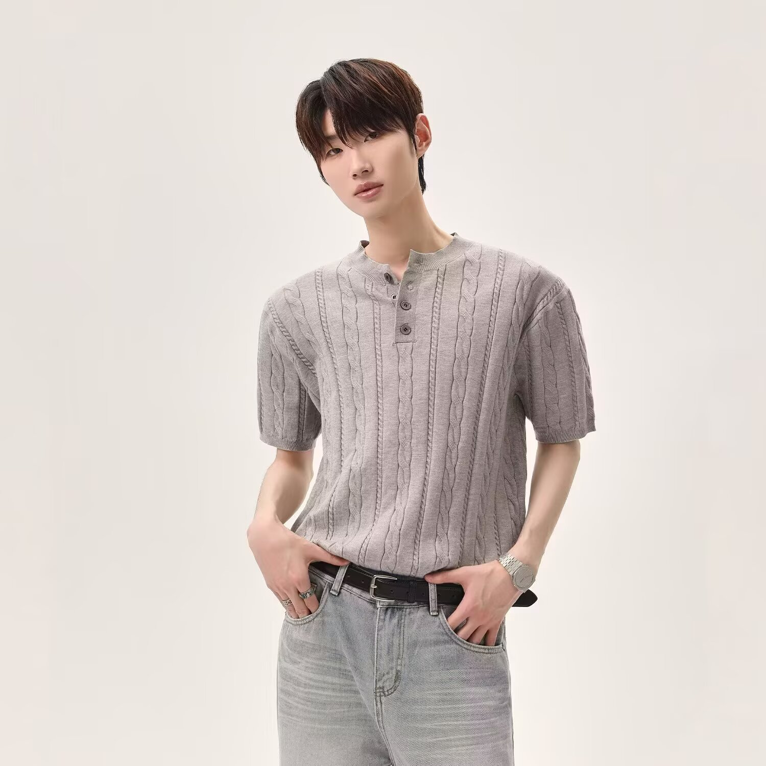 Men's Summer Short Sleeve T-Shirt - Korean Style Minimalist Casual Top