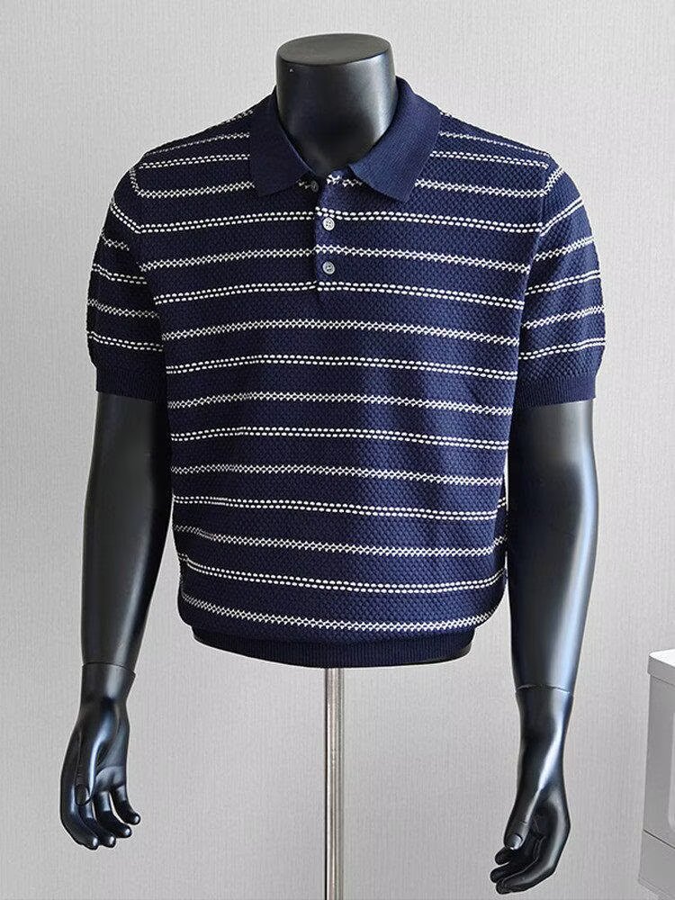 Maven Lin Luxury Classic Retro Polo Knit Top - Women's Summer Soft Cable Knit Short Sleeve