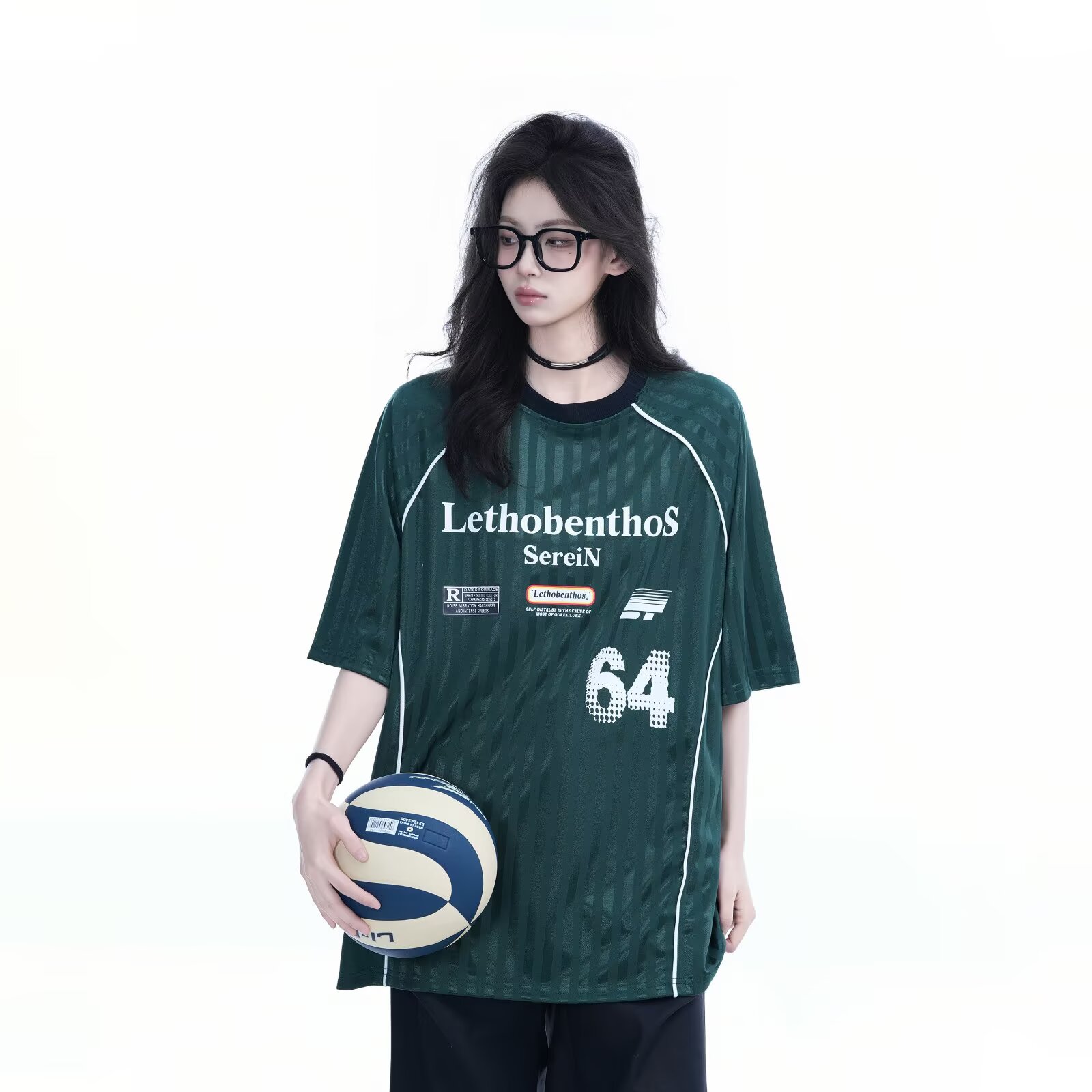 From Mars 努力过就好 学院风夏季条纹球衣速干宽松情侣短袖T恤潮