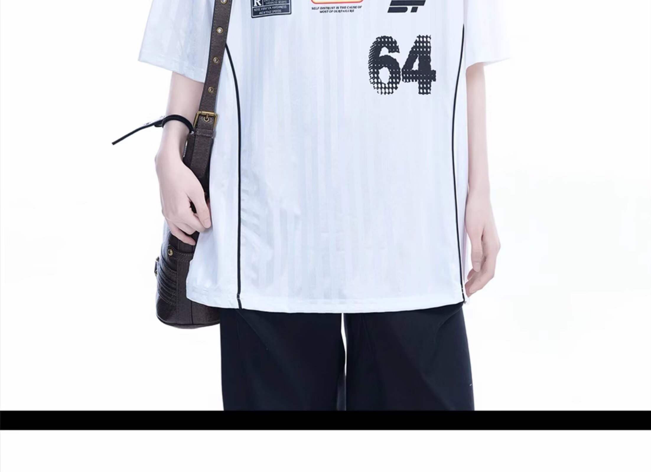 From Mars 努力过就好 学院风夏季条纹球衣速干宽松情侣短袖T恤潮