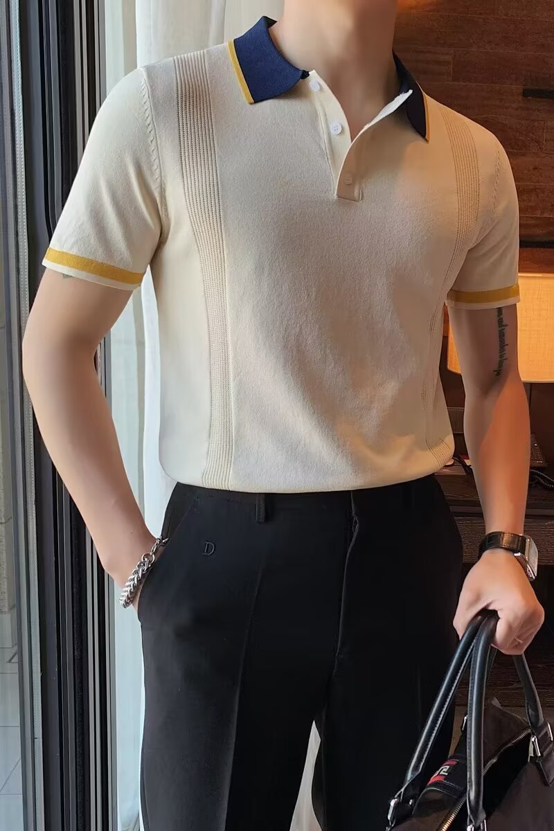 设计感撞色翻领短袖T恤女2026夏季新款撞色领口时尚百搭POLO衫